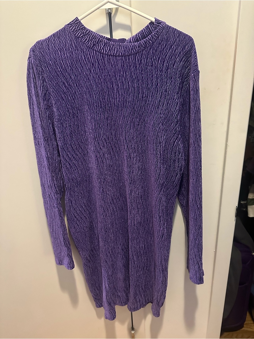 🆕 H&M Purple Textured Long Sleeve Dress